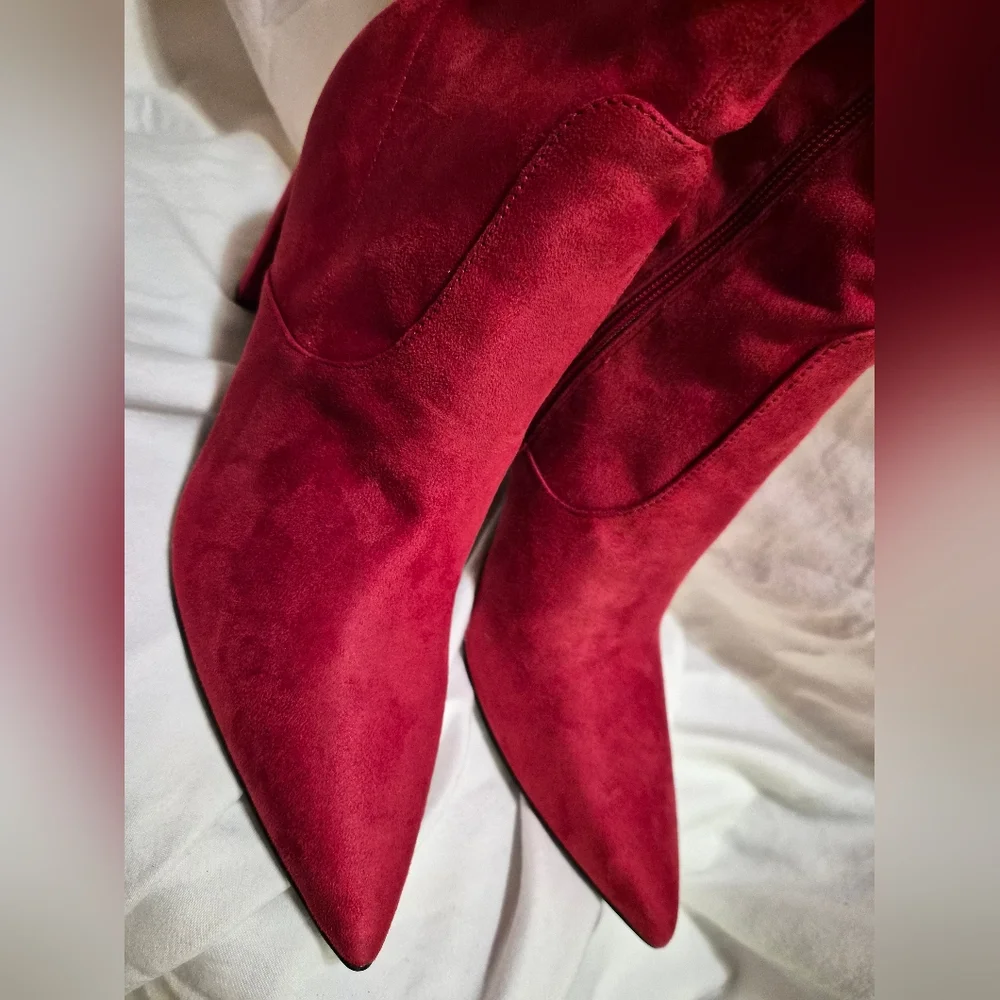 Nine West Daser Red Suede Over-The-Knee Boots NWOB, Women's Size 12 / Men's 10